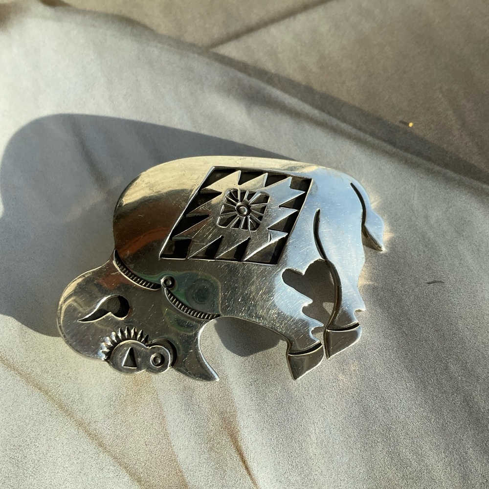 Native Made Sterling Silver Buffalo - image 2